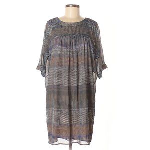 One September Purple Grey Print Casual Dress Size M